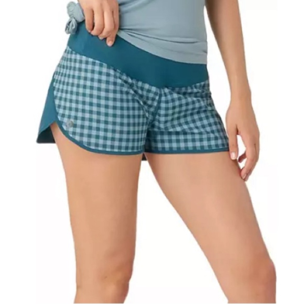 NEW Smartwool Women's Merino Sport Lined Shorts - Twilight Gingham ~ Medium